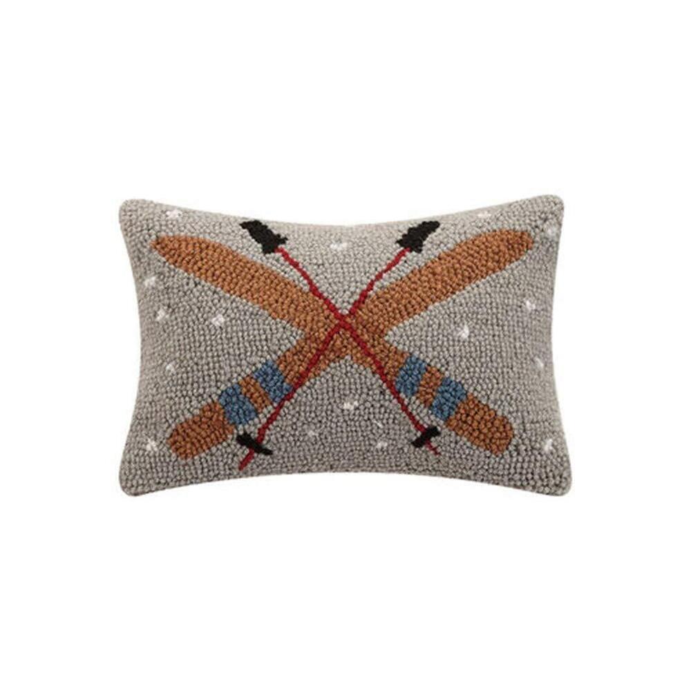 8462 31TG862C12OB Christmas Skis Hook Pillow, 12-inch Length
